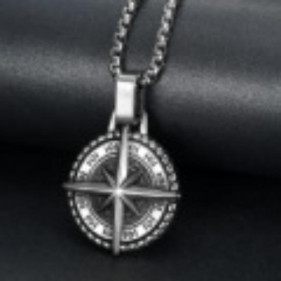 New Vintage Necklace Personalized Men'S Navigator Compass Pendant Necklace Stainless Steel Compass Necklace