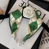 New Luxury Design Magnetic Pearls Button Silk Scarf Women Summer Neck Ornament Silk Scarves Lady Shirt Sunscreen Decoration Gift