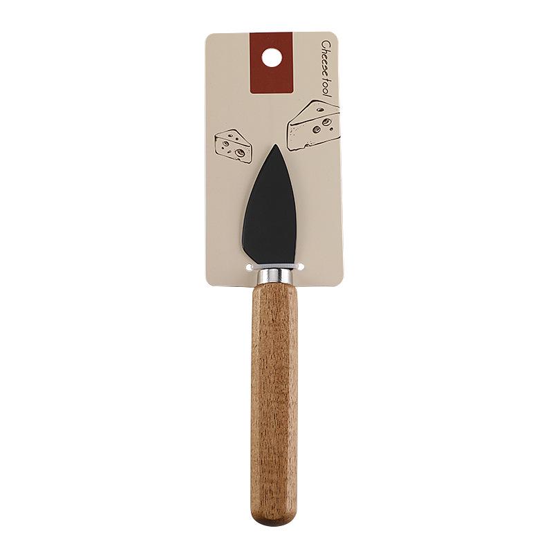 In-Stock Cheese & Butter Knife Set: Stainless Steel Black Blade with Acacia Wood Handles, Western Cutlery