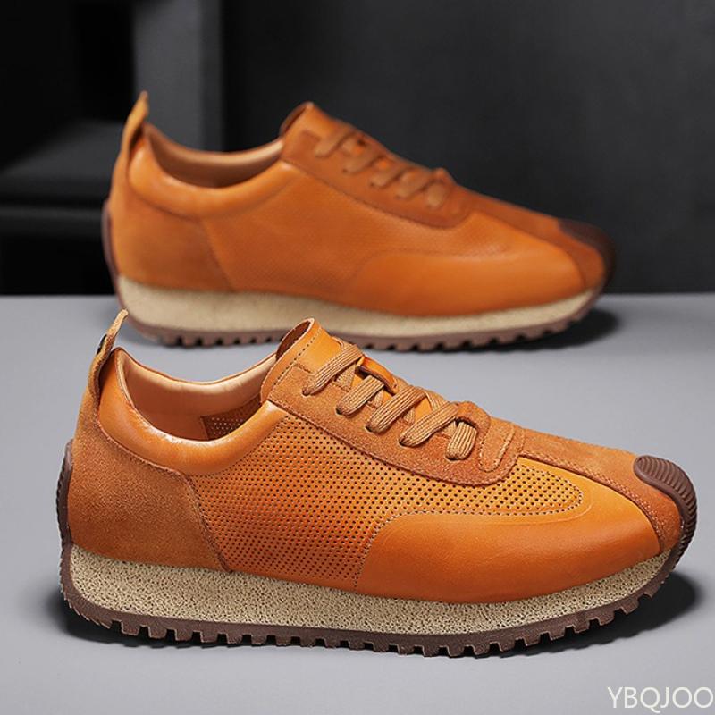 Sapatos masculinos da moda primavera outono populares retrô versátil casuais confortáveis masculinos de sola grossa resistentes ao desgaste modernos sapatos esportivos