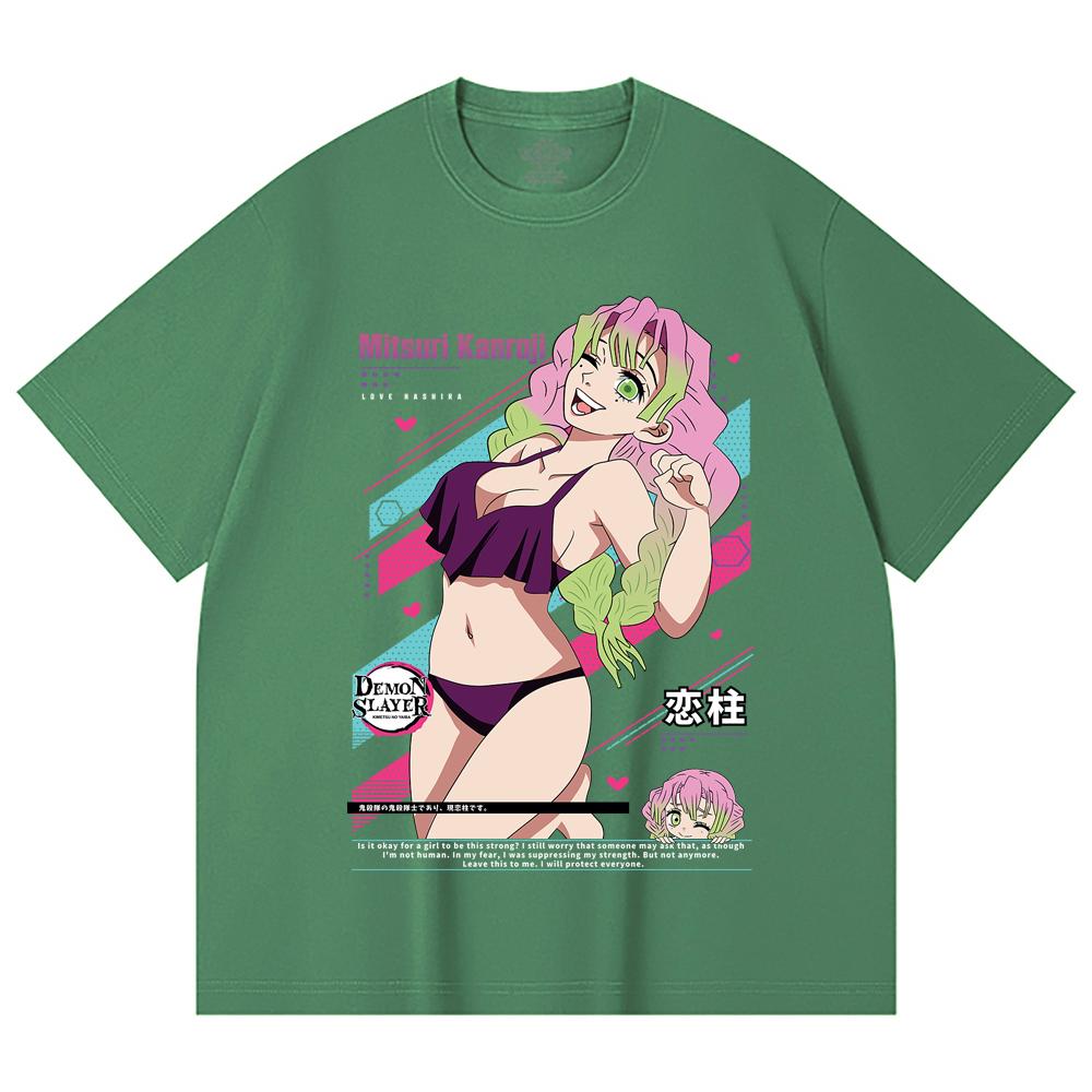 230 Gsm 100% Cotton Demon Slayer V52 Mitsuri Waifu Print Unisex Heavy Cotton T Shirt