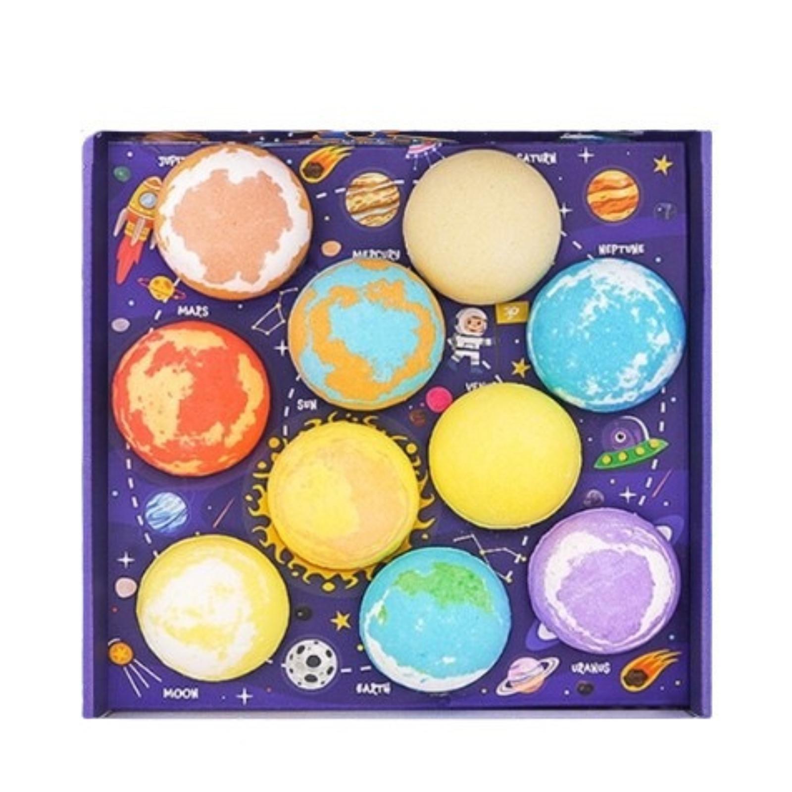 Solar System Bath Bomb Set with Hidden Toys Fizzy Bath Bombs for Kids and Adults Aromatherapy Bath Fizzies Gift Box Set
