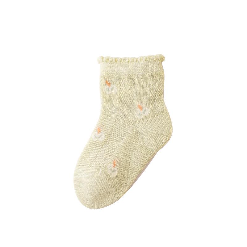 Spring & Summer Baby Mid-Calf Mesh Cartoon Lace Cotton Socks - Breathable & Comfortable
