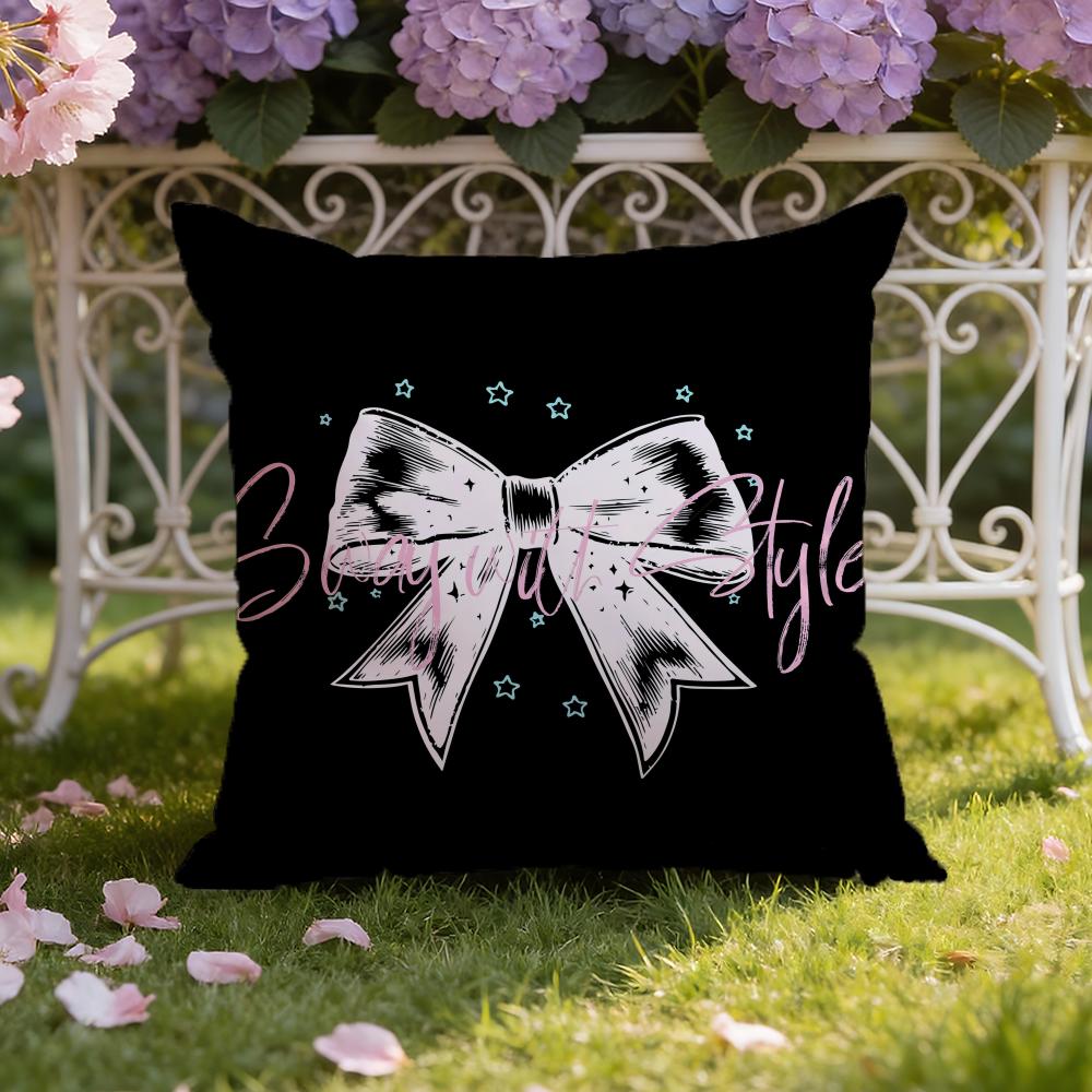 Korean T-Trendy Bow Cushion Cover Home & Car Dual-Scene Pillow Cover: Reversible for Premium Comfort