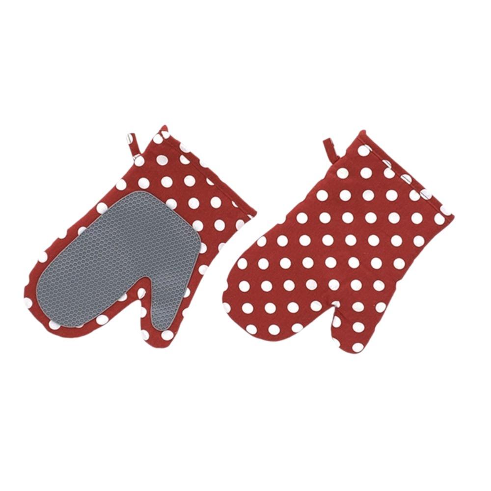 1 Pair Non-slip Kitchen Microwave Gloves Cotton Lining Heat Insulated Gloves Oven Gloves Pot Lid