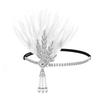 1920s Elegant Rhinestone Leaf Feathered Hairband For Wedding Party and Formal Event Comfortable Elastic Band Headwear