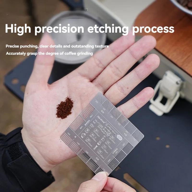 Stainless Steel Coffee Grinder Scale 16 Level Comparison Coffee Powder Thickness Comparison Scale Coffee Grind Reference Card