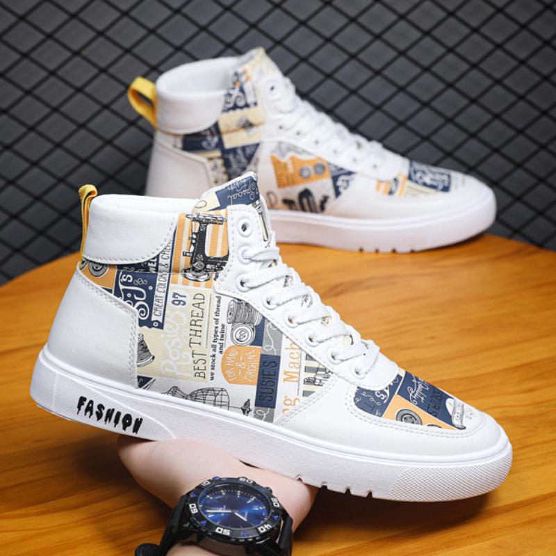 Модные высокие парусиновые туфли для мужчинМодные кроссовки на платформеОсень-зимаМужские — фото 4