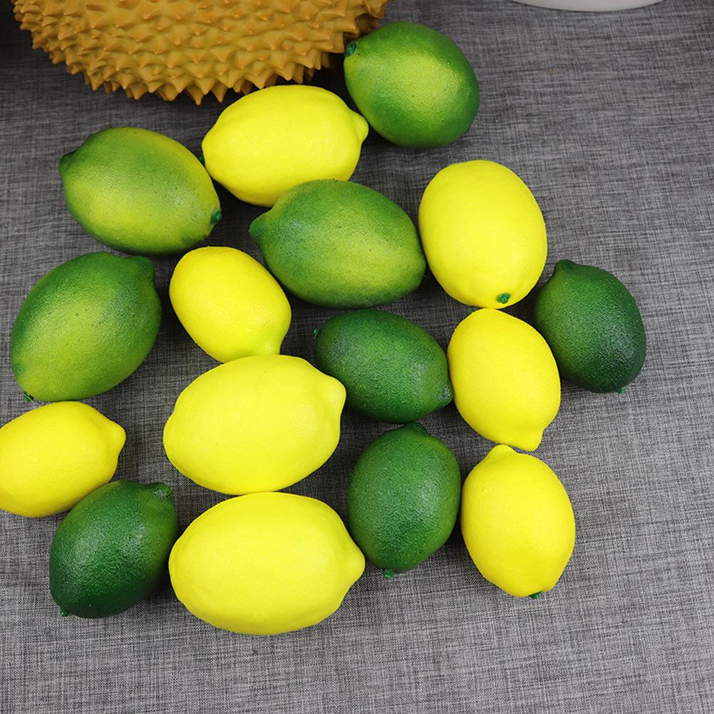 6pcs Yellow/Green Artificial Fake Lemons Realistic Faux Fruits Pography Props For Home Kitchen Table Decoration