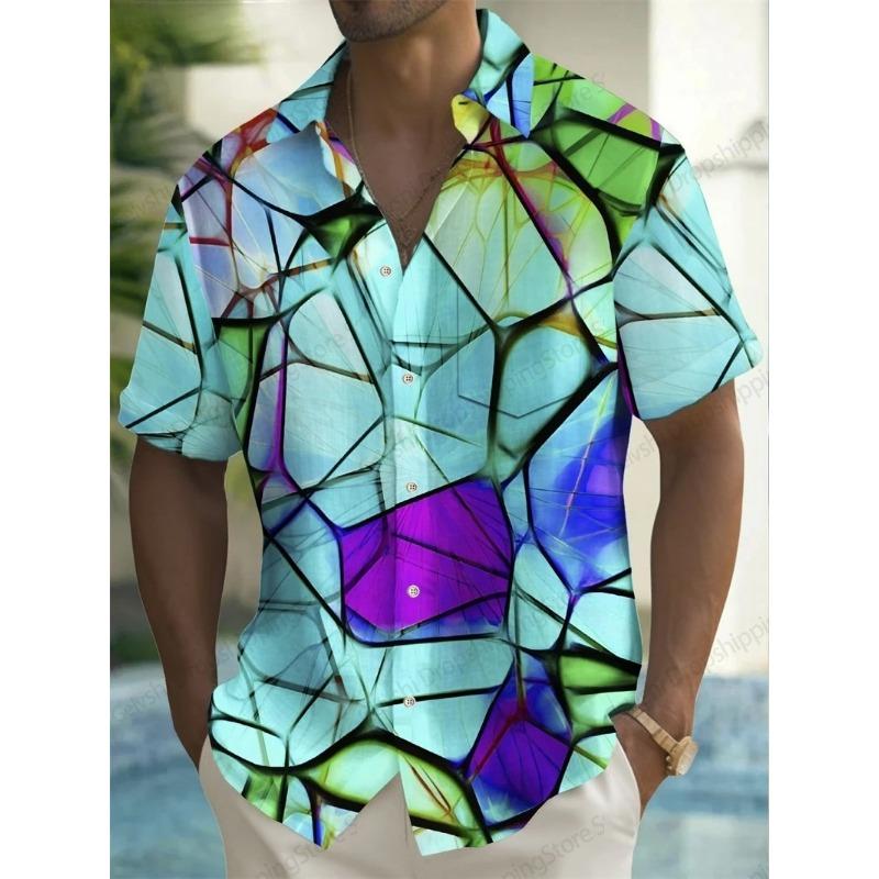 Moon Star Hawaiian Shirt Men Women Fashion Casual Hawaiian Sea Shirts Short Sleeve Button Blouse Festive Holiday Tops