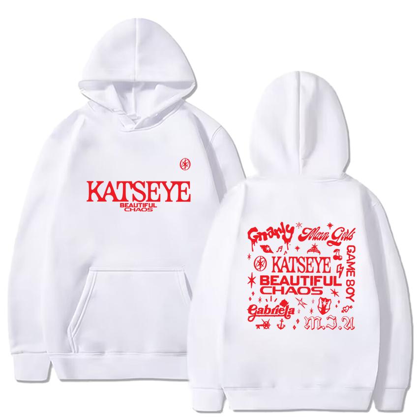 KATSEYE THE BEAUTIFUL CHAOS TOUR 2025 Bedruckter Hoodie Herren Damen ' s Gabriela Langarm Abgenutzter Vintage Fleece Hip Hop Streetwear