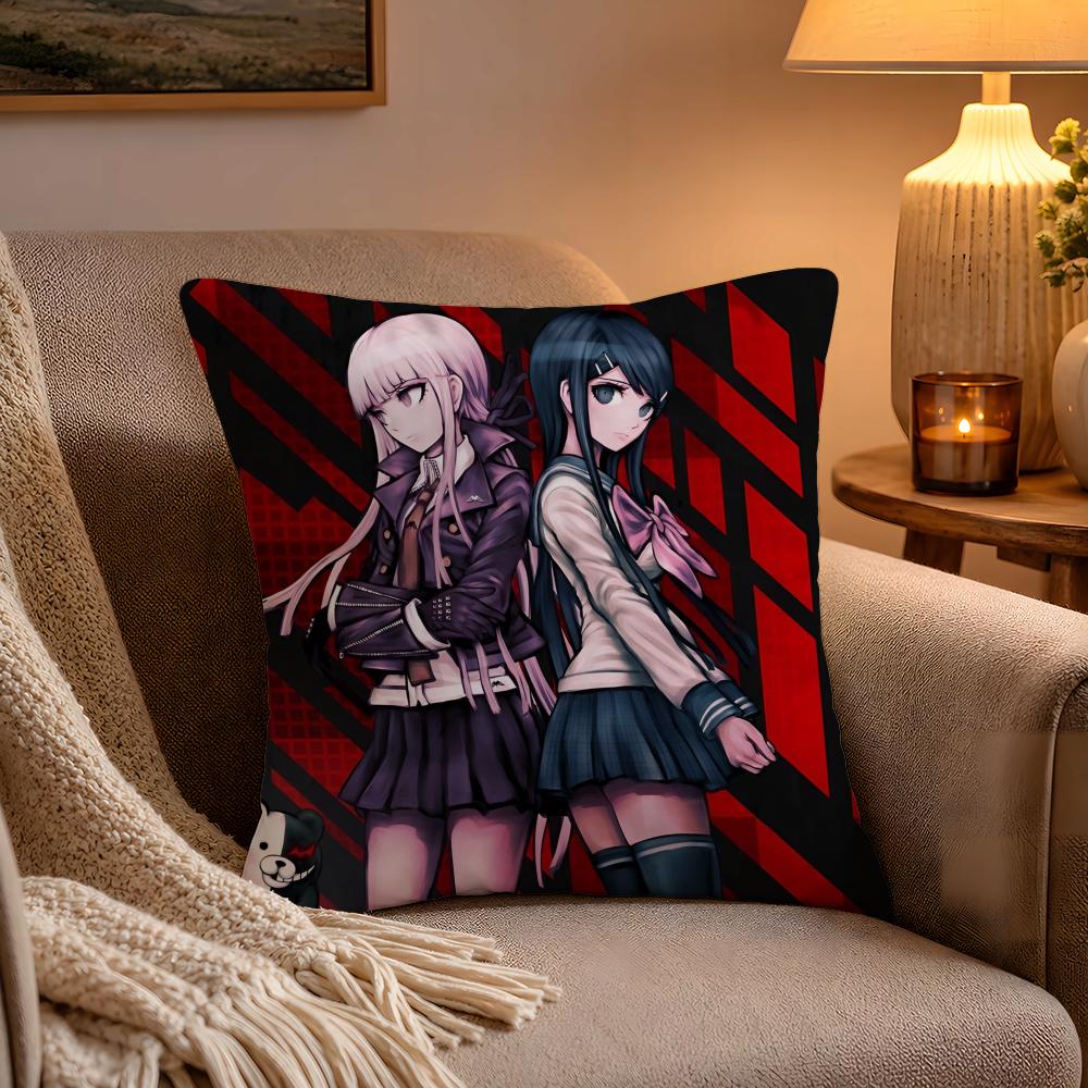 Anime KWaii DDanganronpa Pillow Case Soft Plush Cushion Cover Double Print and Invisible Zipper for Sofa Home Car Use