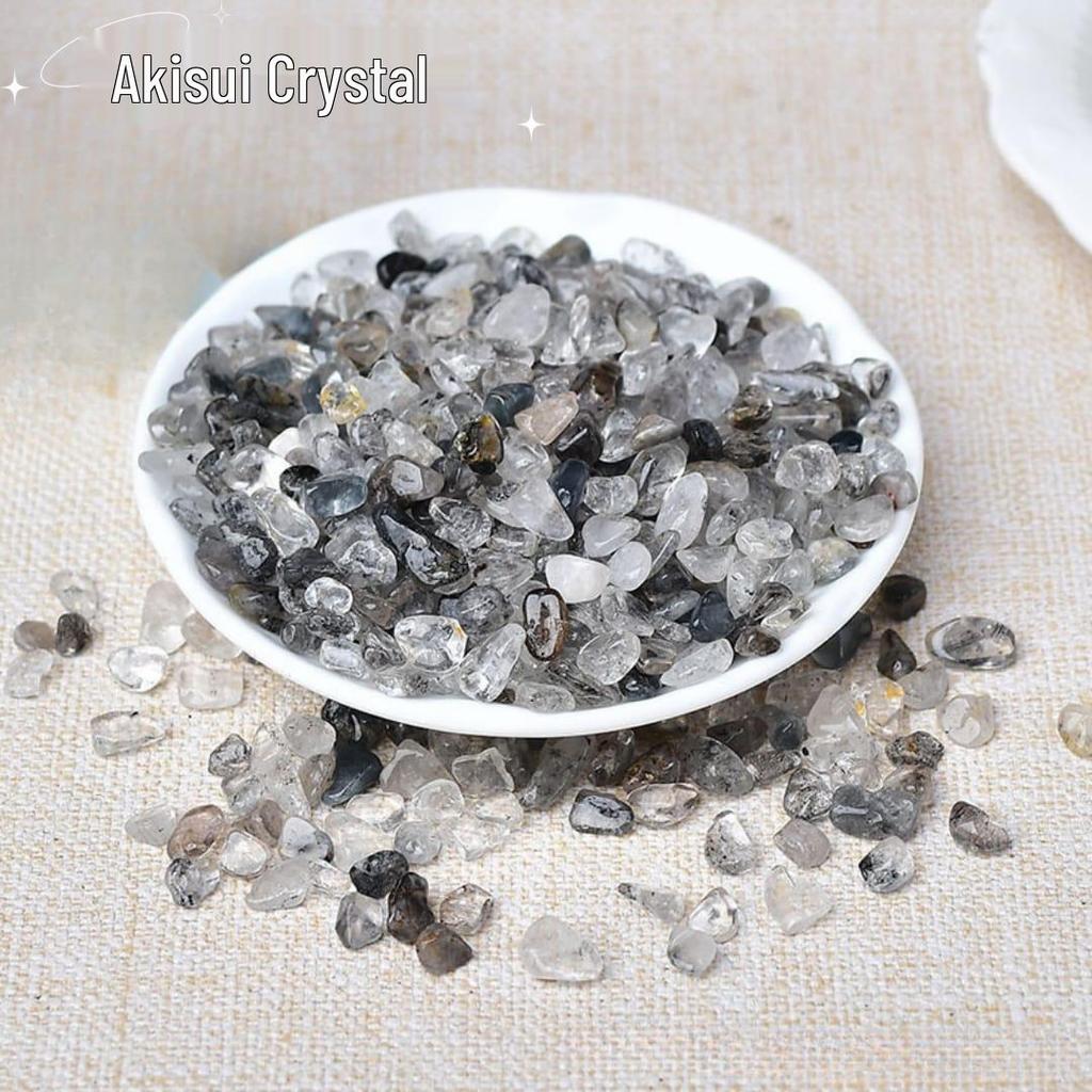 Brazilian Black Rutilated Quartz Crushed Stone for Purification and Decoration
