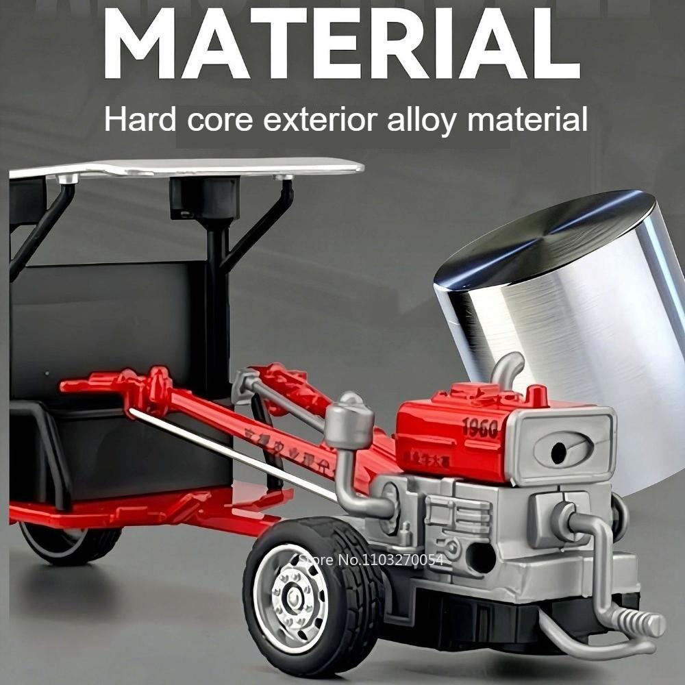 1:32 Agricultural Walking Tractor Diecast Car Alloy Model Toys With Sound Light Front Steering Rubber Tire Vehcie Children Gifts