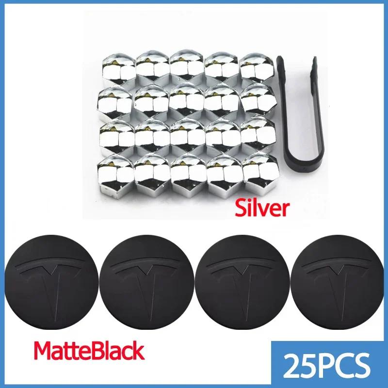 25pcs 29pcs 56mm Matte Black Car Wheel Center Hub Caps for Tesla Model 3 Y S X Tire Lug Nut Protective Covers Styling Decoration