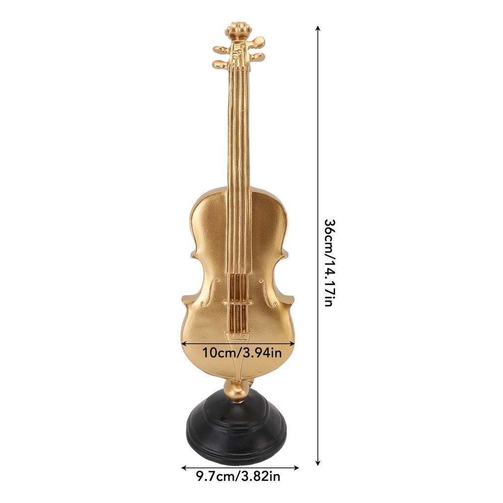 14.17 X 3.94 X 3.82in Violin Figurine Golden Violin Craft Music Art Decor for Home Office Desk Shelf