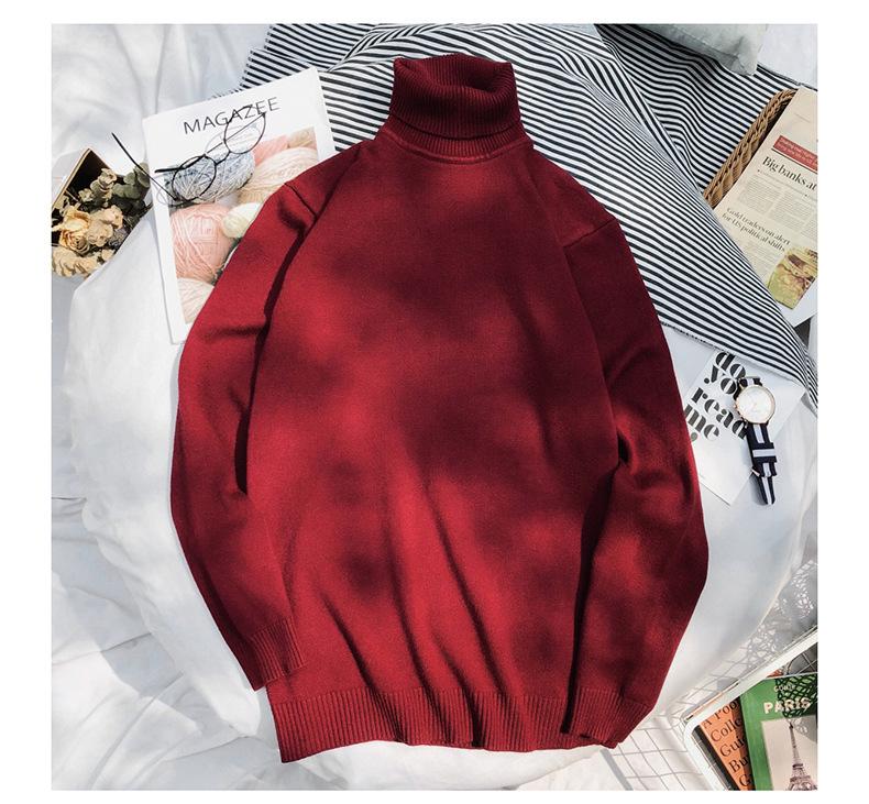 Trendy Herentrui met Hoge Hals, Dik Gebreid, Dubbele revers, Koreaanse Stijl