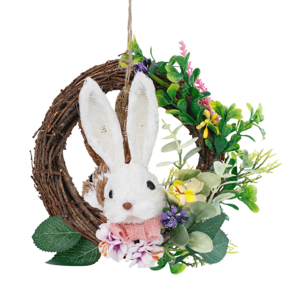 Easter Straw Bunny Desktop Decoration For Festive Atmosphere.