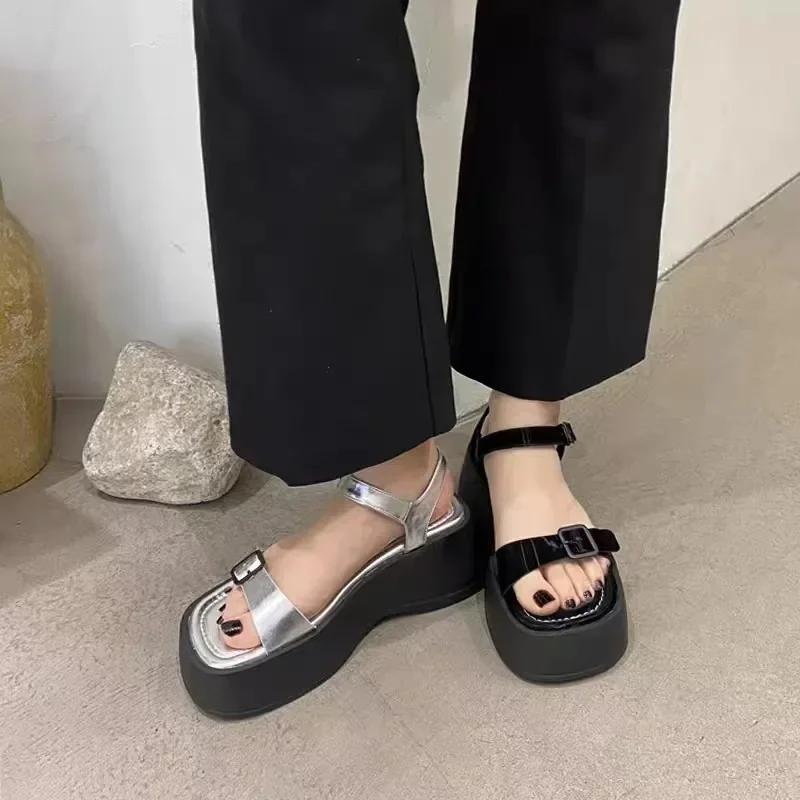 Summer Gladiator Women Sandals  Fashion Elegant Narrow Band Platform Flats Shoes Ladies Casual Outdoor Beach Sandalias 35-40