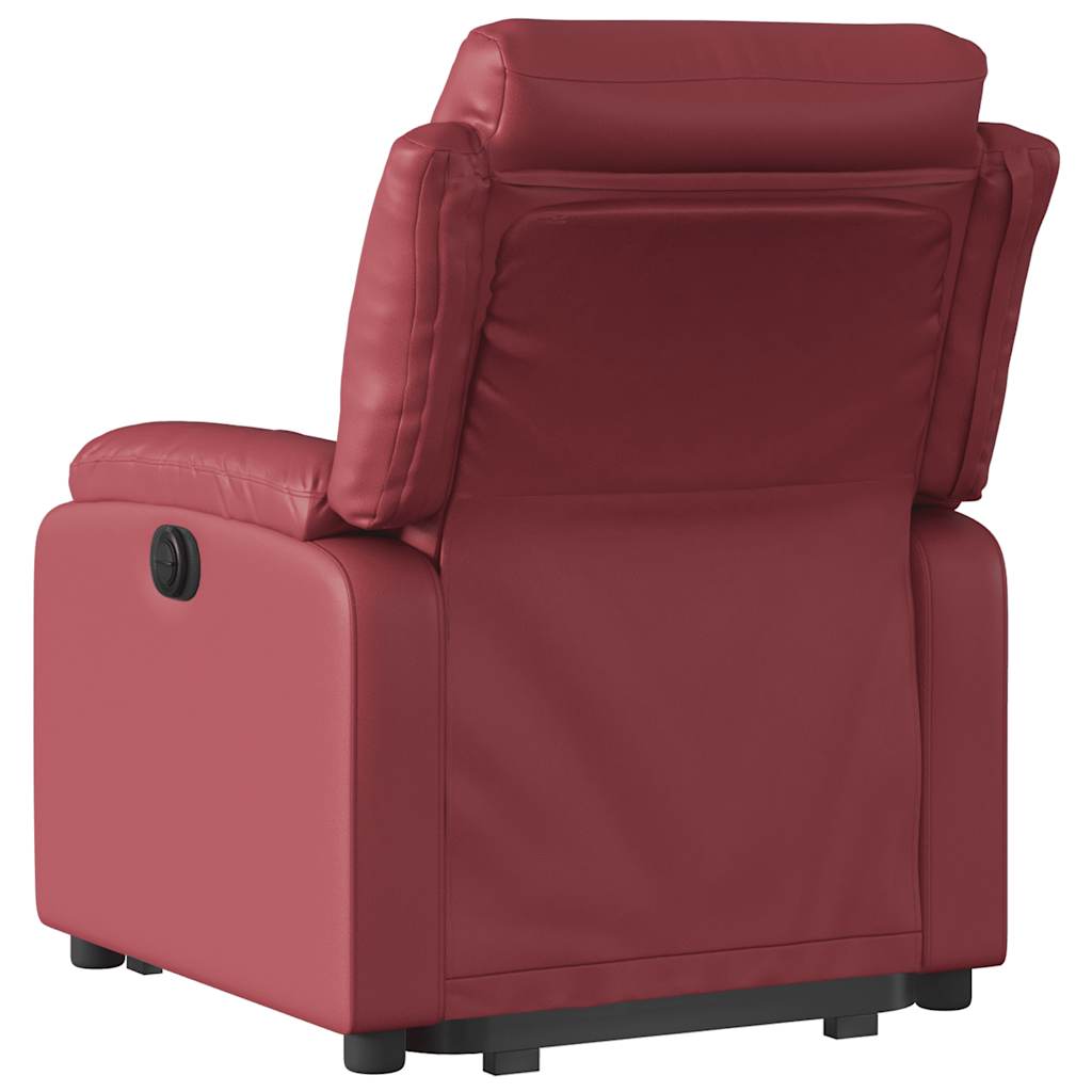 Electric Recliner Chair with Rising Function Burgundy Artificial Leather