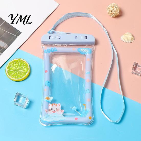 Touch Screen Water Bag Cute Waterproof Phone Pouch with Floating Airbag And Lanyard, Clear PVC Cellphone Dry for Swimming Beach Portable Case