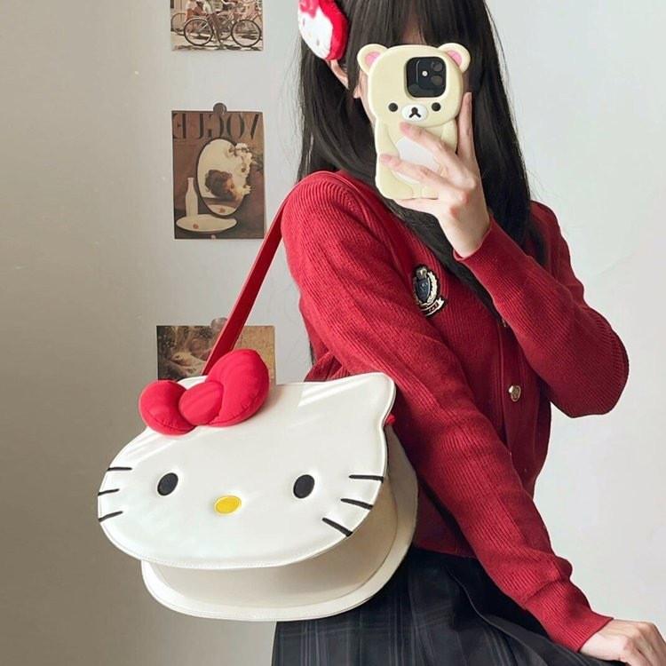 Cat Bow Red Cartoon Shoulder Bag Crossbody Bag Young Girls Women And
