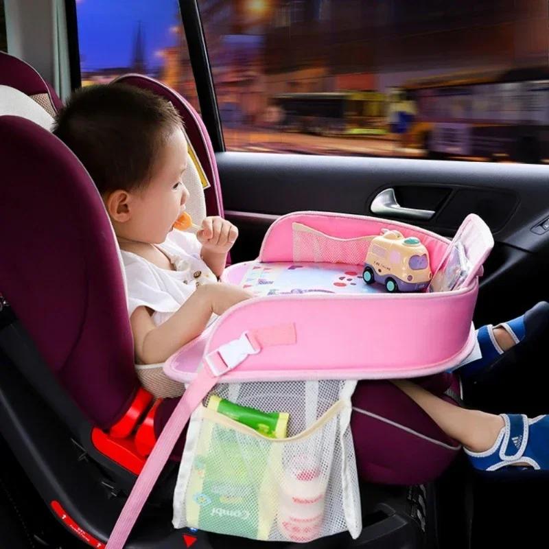 Kids Travel Tray Car Seat Activity and Play Tray Organizer for Children and Toddlers Lap Desk with Tablet Phone Holder Foldable