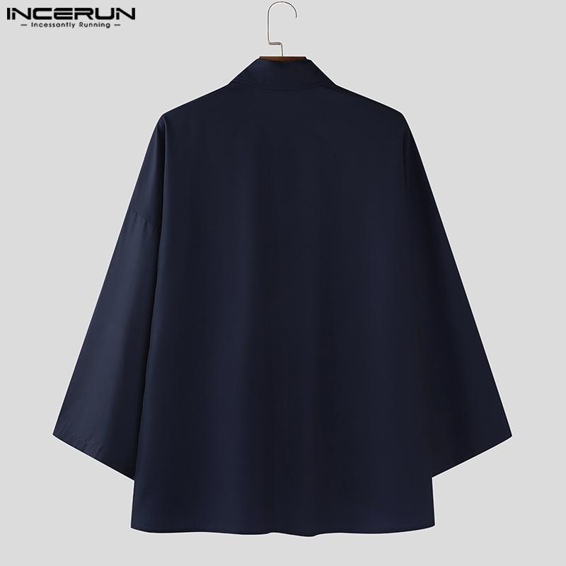 INCERUN Oversized Men Lapel 3/4 Sleeve Floral Print Casual Loose Shirts Tops