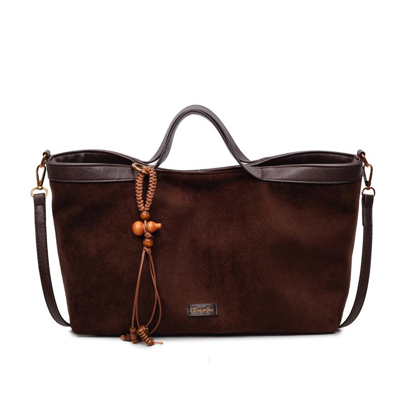Herbst Koreanische Retro Wildleder Tragetasche - Damen Vintage Schulterhandtasche