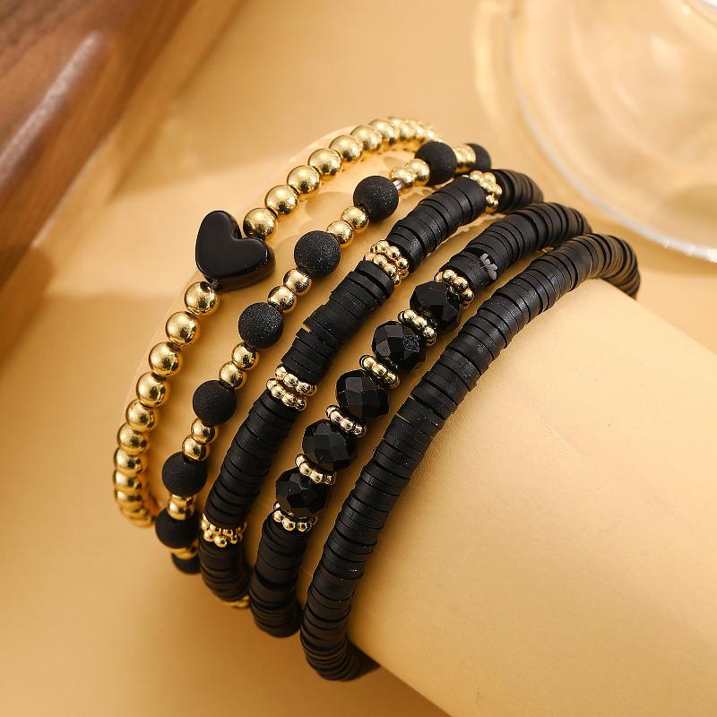 

1 комплект, универсальный изысканный браслет с подвесками в виде сердца из бисера для женщин и девочек, модные эластичные браслеты, ювелирные изделия, подарки на День святого Валентина