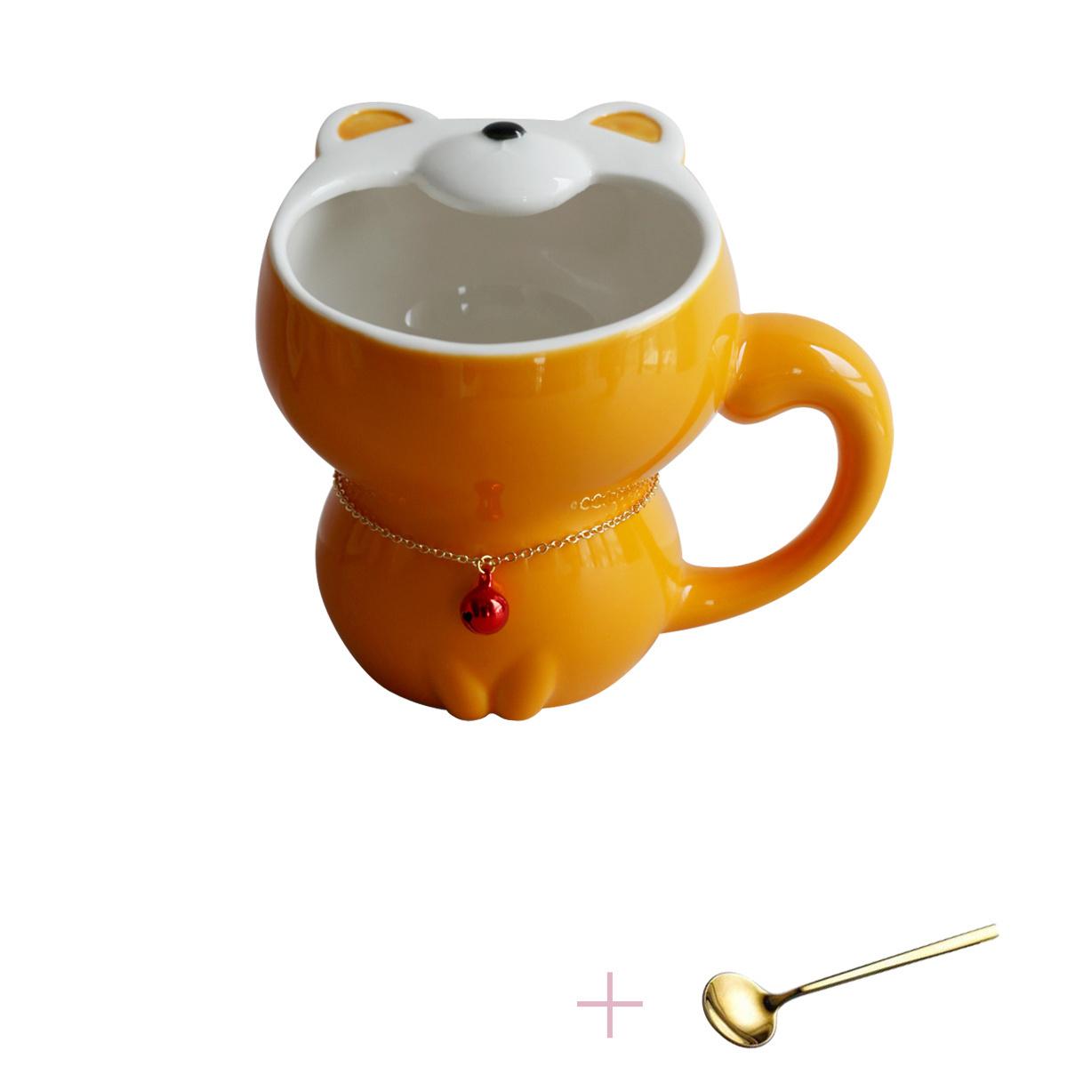 

Cartoon Animal Open The Mouth Mug Ceramic Porcelain Cat Rabbit Bear Coffee Tea Mug With Handle Breakfast Cup 301-400ml помаранчевий