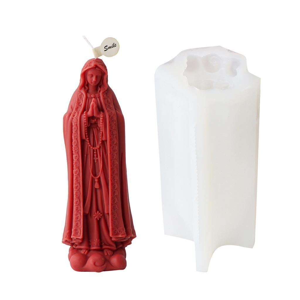 Virgin Statue Candle Silicone Mold Concrete Resin Molds Aromatherapy Candle Making Gypsum Mold for Religious Enthusiasts