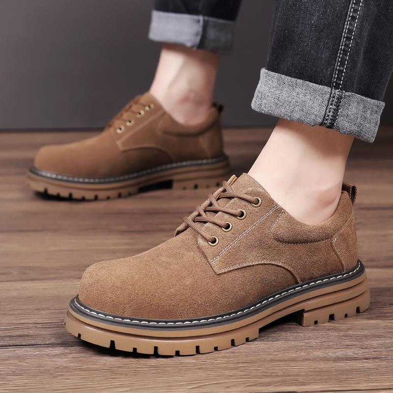 Casual men's thick soled leather shoes Fashionable minimalist design style Outdoor leisure walking office party youth shoes