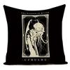 Horror Tarot Cushions Cover Bone Stand Decorative Cushioncovers Print Linen Pillows Black And White Portrait Pillows Cases Cojin