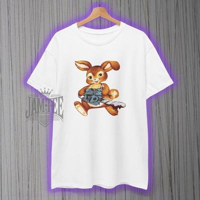 Kettensägen-Hase Lustiges Freakiges weißes T-Shirt