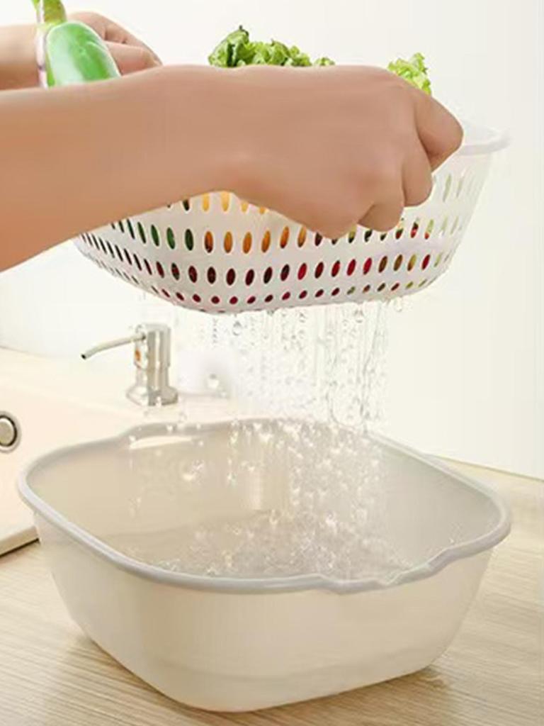 Spülbeckenabfluss Küche Doppelschicht-Abflusskörbe Gemüsewaschbox Korb Waschbecken Obstabtropfkorb Küchenaufbewahrungsbox