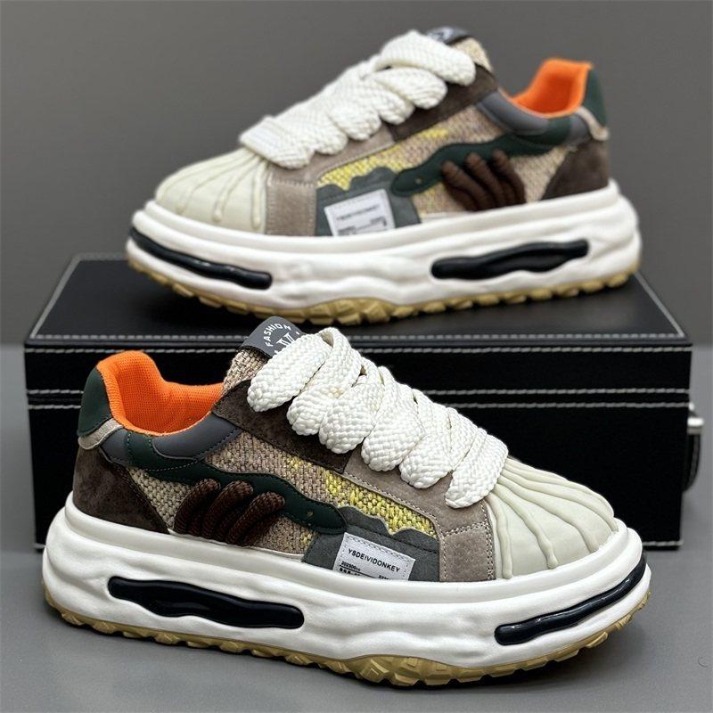 Shell head autumn new thick baseplate shoes color matching casual trendy shoes wear-resistant dad shoes dl