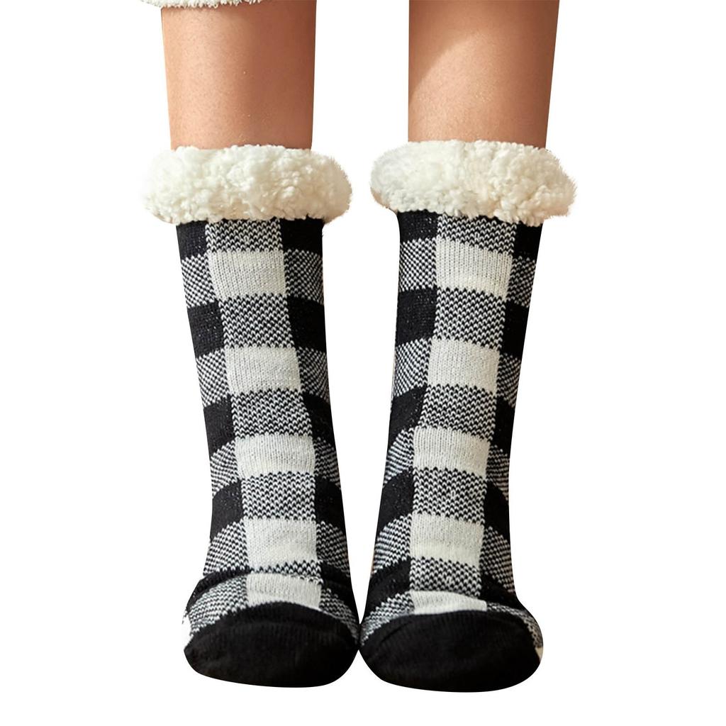 Damen Bodensocken, Winter Fleece-gefütterte Lammwollsocken, Schlaf-Haussocken, Schneesocken, Postpartale Socken, Teppichsocken