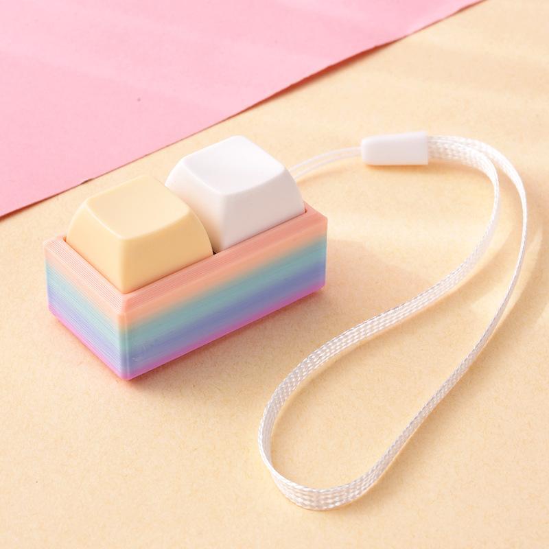 Lightweight Push Button Stress Relieving Toy with Lanyard Sensory Fidget Toy for ADHD Adults Kids Anxiety Relief
