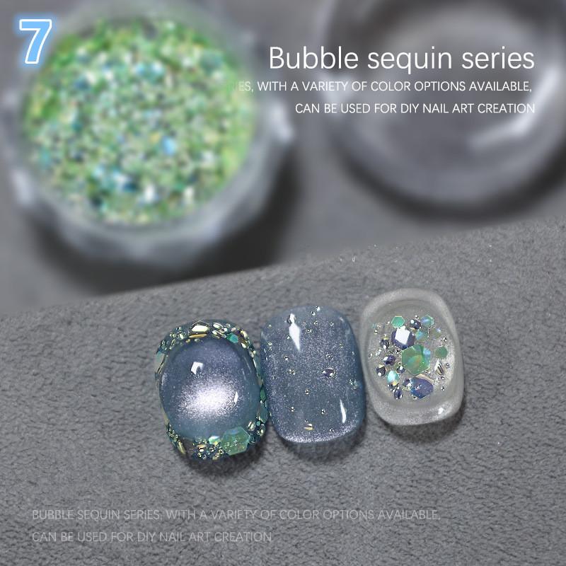 1Jar Bubble Nail Glitter Coarse Fine Mixed Large Glitter Irregular Hexagonal Sequin Diy Nail Jewelry Decoration Material