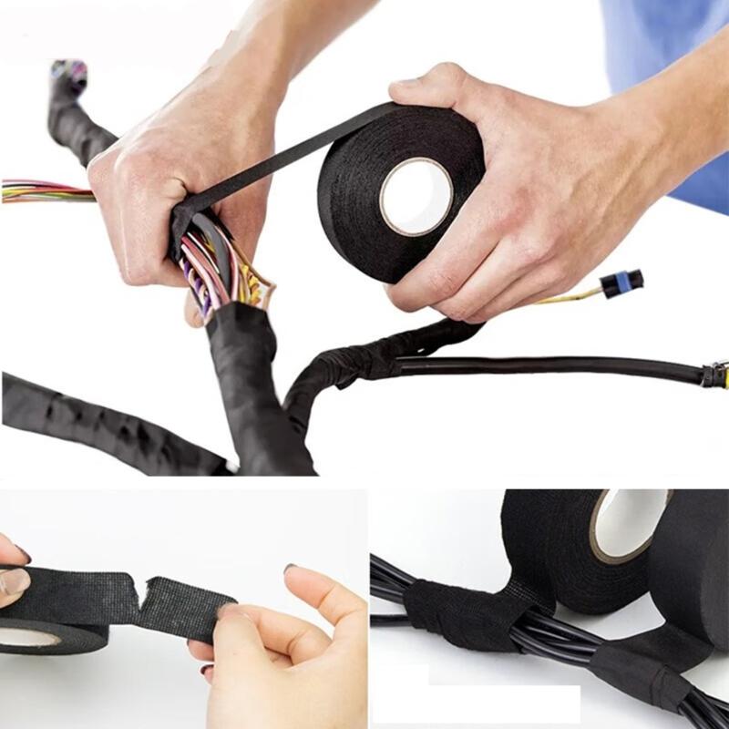 Wire Harness Automotive Cloth Tape Self-Adhesive Felt Cloth Electrical Tape Heat Resistant Harness Tape Easy to Use