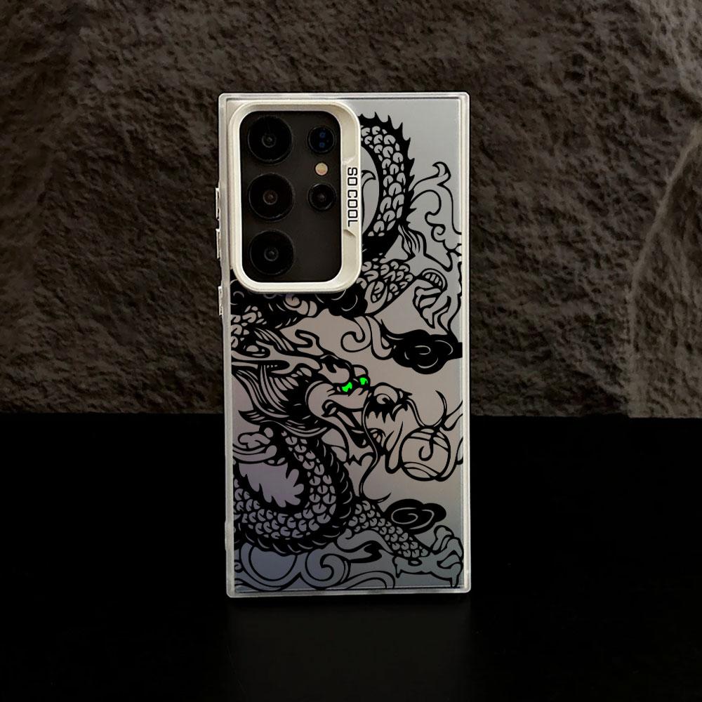 Fashion Black Dragon Pattern Case For Samsung S26 S25 S24 Ultra Cases For Galaxy S23 S22 S21 FE S20 Ultra S26 Plus Phone Cover