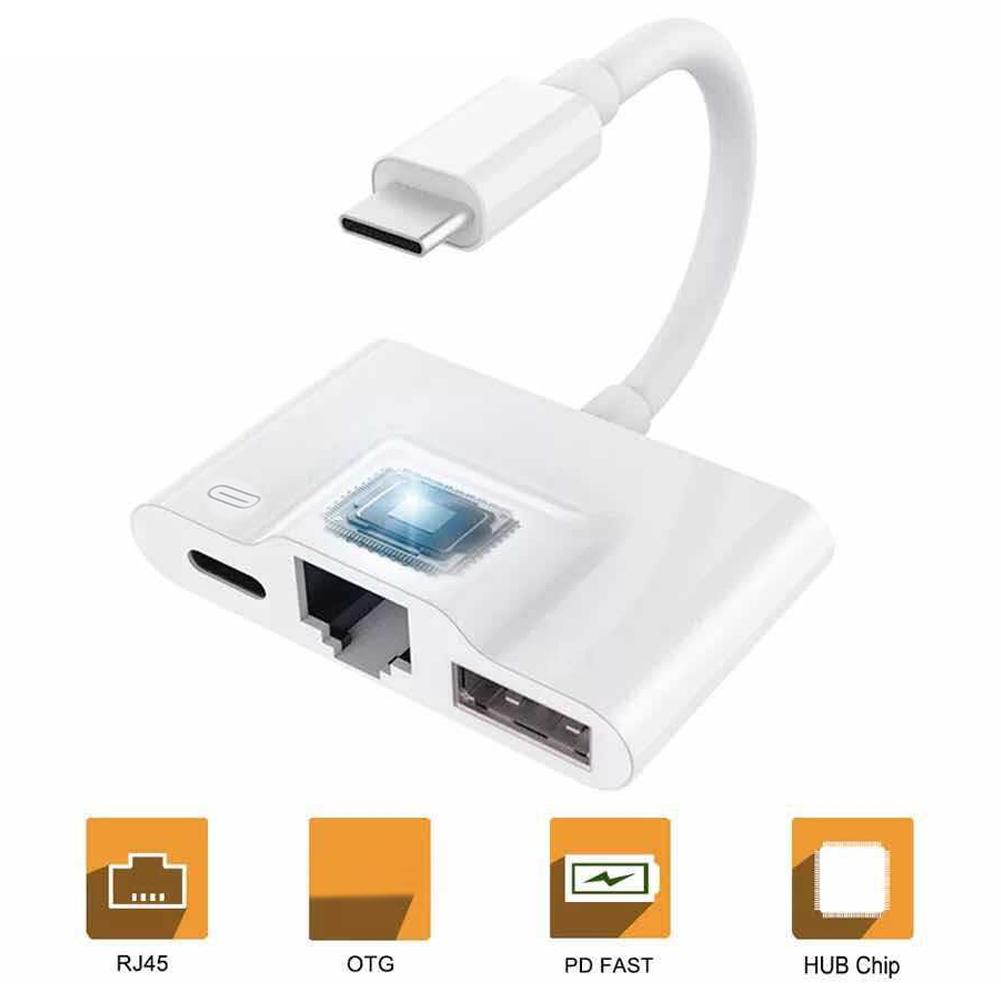 Ethernet Adapters USB Rechargeable TypeC External Wired Networking Card for Computers Tablets RJ45