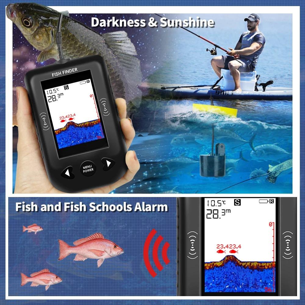1PC Erchang Přenosný hledač ryb Hloubka vody Echo Sounder Teplota Fishfinder s drátovým sonarovým snímačem Převodník pro rybaření