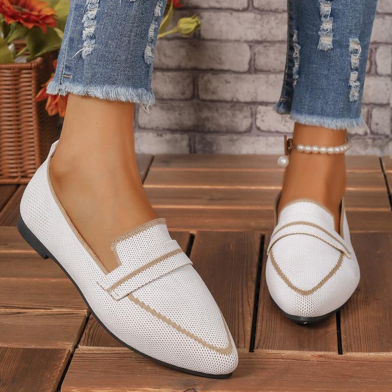 Large size flat shoes women's spring pointed fashion flying weaving shallow mouth one pedal casual foot shoes