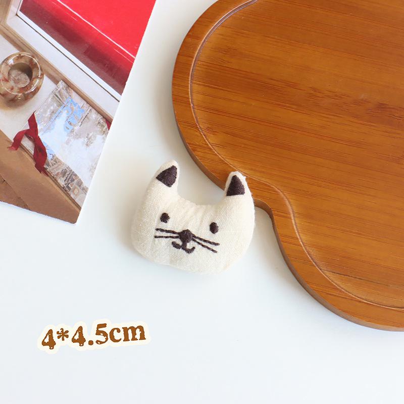 Korean Mori Series Floral Brooch: Handmade Cotton Linen with Apple, Mushroom, and Bear Design