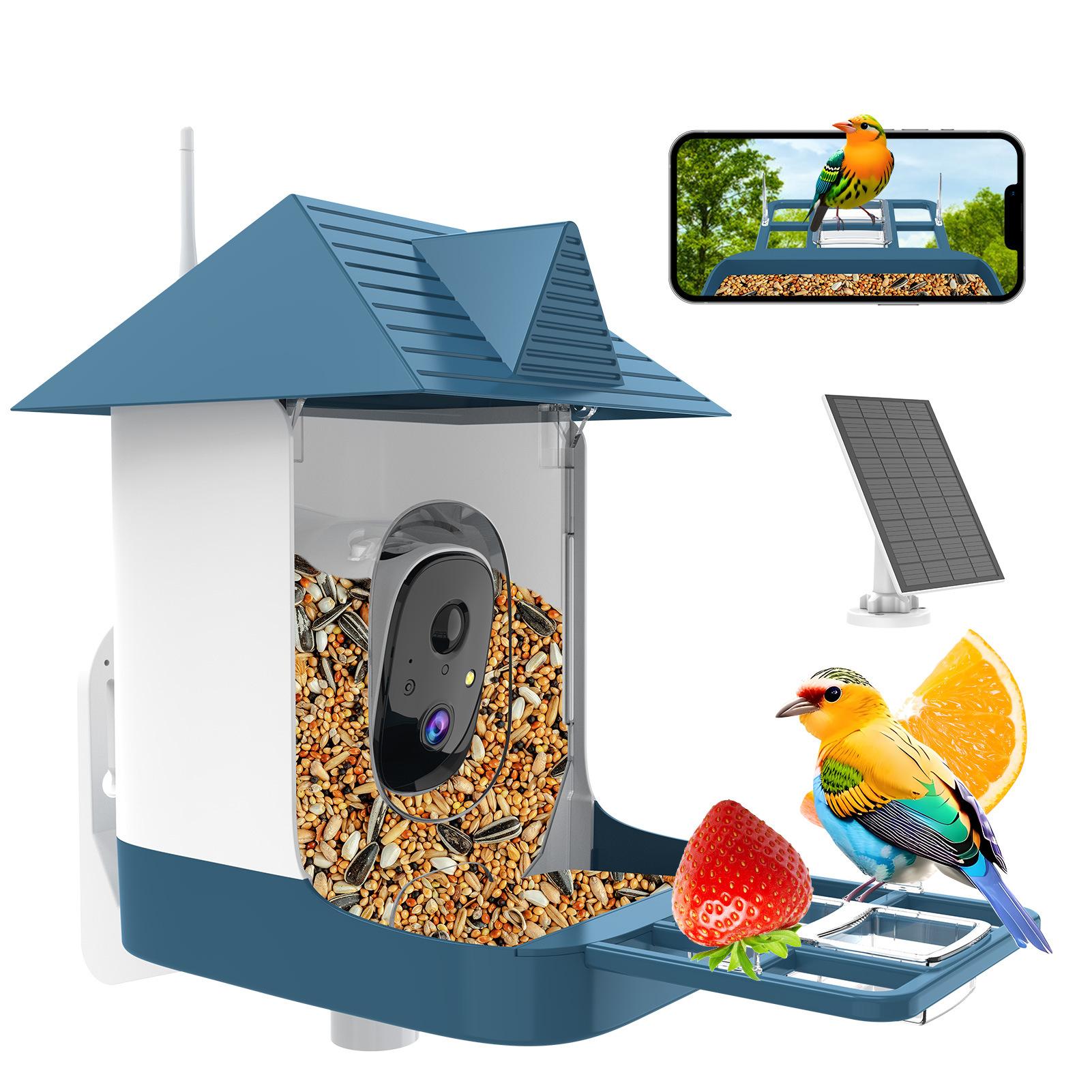 Intelligent bird feeder, high-definition solar-powered AI bird recognition camera bird feeder