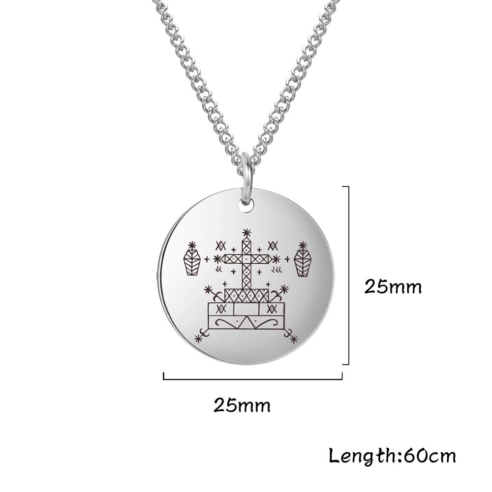 Dawapara Vintage Voodoo Veve of Baron Samedi Amulet Necklace Stainless Steel Hoodoo Talisman Pendants