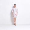 Spot European and American Niche Lady Temperament Lace Splicing Half-sleeved Slim-fit Hip-wrapped Floral Dress