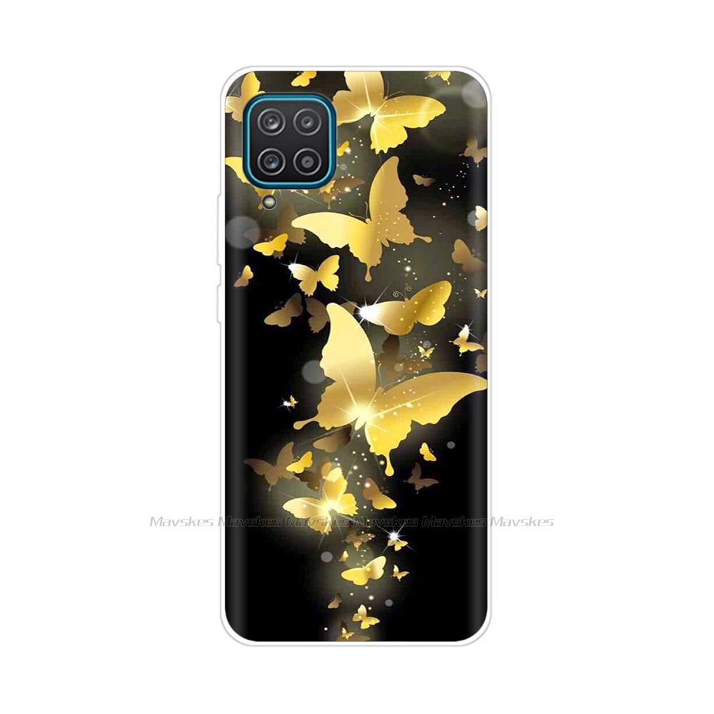 Soft Silicon Cover For Samsung Galaxy A12 Case Cute Flower Cat Bumper For Samsung A12 Phone Case Cover For Samsung A12 A 12 6.5"